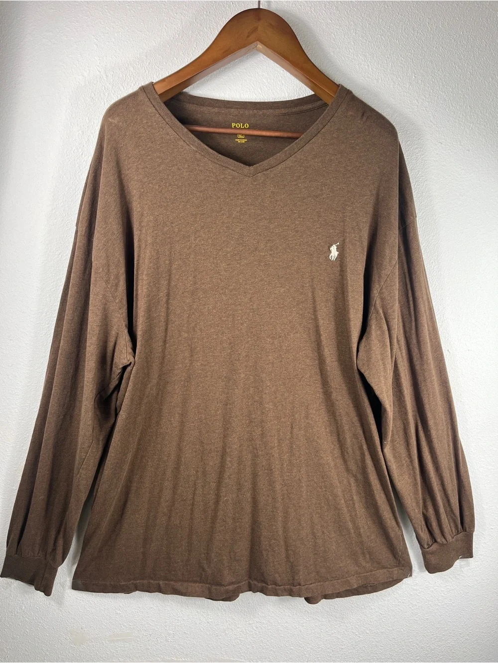 Polo Ralph Lauren Brown Long Sleeve Cotton T-Shirt 2XL Tall Crew Neck Preppy